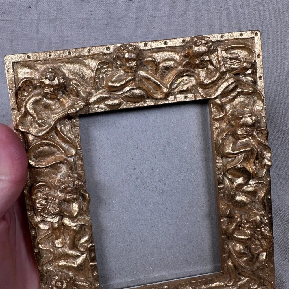 Gold Cherub Angel Ornate Baroque Picture Frame Ornate Small Victorian 3.5X5